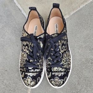 KARL LAGERFELD Black Velvet Embellished Sneaker